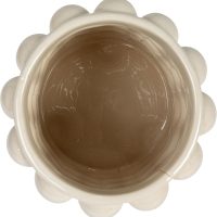 Creative Co-Op 5.75 Inches Round Stoneware Canister with Raised Dots and Acacia Wood Lid, White and Natural - Image 5