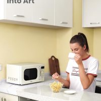 COMFEE' Retro Small Microwave Oven With Compact Size, 9 Preset Menus, Position-Memory Turntable, Mute Function, Countertop Perfect For Spaces, 0.7 Cu Ft/700W, Cream, AM720C2RA-A - Image 6