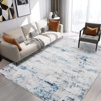 Area Rug Living Room Rugs: 5x7 Large Soft Indoor Carpet Modern Abstract Rug with Non Slip Rubber Backing for Under Dining Table Nursery Home Office Bedroom White Gray Blue - Image 3