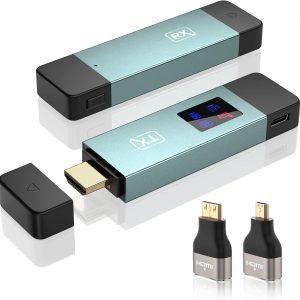 2025 Upgraded Wireless HDMI Transmitter and Receiver, LED Display, 4K Decode 1080P@60Hz Ultra HD Video Output, Plug&Play 5G+2.4G for Video and Audio to Monitor from PC/Projector/TV Box