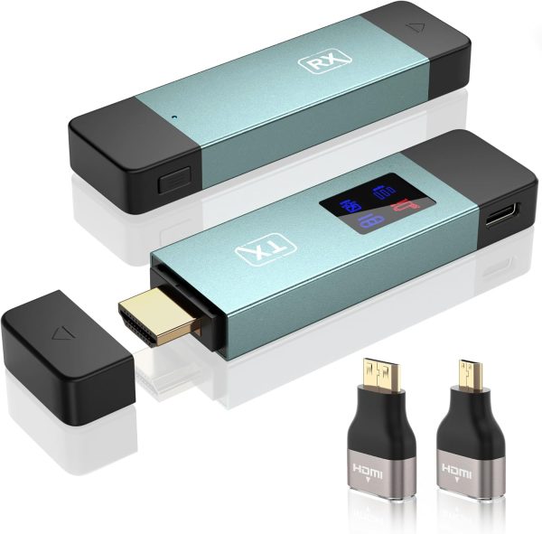 2025 Upgraded Wireless HDMI Transmitter and Receiver, LED Display, 4K Decode 1080P@60Hz Ultra HD Video Output, Plug&Play 5G+2.4G for Video and Audio to Monitor from PC/Projector/TV Box