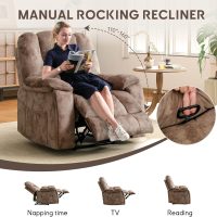 Phoenix Home Manual Recliner Chair for Adults with Massage and Heat, Overstuffed Fabric Reclining Chair, Oversized Recliners with 2 Cup Holders and Side Pockets for Living Room, Bedroom, Brown - Image 4