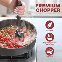 Meat Chopper, Hamburger Grinder, Premium Heat Resistant Smasher for Ground Beef, Burger Grinder Nylon Potato Mix Tool, Meat & Poultry Tenderizers-Black - Image 5