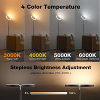LED Floor Lamp - Rotatable Standing Lamp with Touch & Remote Control, 3000-6000K, 22W Modern Floor Reading Light, Dimmable Corner Uplighter for Living Room Bedroom Office, Black - Image 3