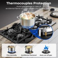 Gas Cooktop 30 Inch, Amzgachfktch 5 Burners Gas Stove, Built-in NG/LPG Convertible Gas Stove Top, Black Tempered Glass Propane Cooktop with Thermocouple Protection - Image 4