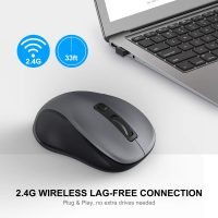 WisFox 2.4G Wireless Mouse for Laptop, Ergonomic Computer Mouse with USB Receiver and Type-C Adapter, 3 Adjustable Levels DPI, 6 Button Cordless Wireless Mice (Grey, 1 Pack) - Image 2