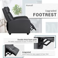 Homall Modern Recliner Chair Padded Seat Pu Leather for Living Room Single Sofa Recliner Seat Club Chair Home Theater Seating (Black) - Image 6