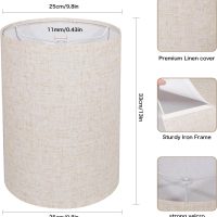 Tall Drum Lamp Shade for Table Lamps, Floor Lamp, Cloth Lampshade 10" Top X 10" Bottom X 13" High, Beige Large Line Fabric, Easy Assembly - Image 4
