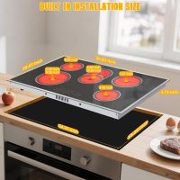 Electric Cooktop 36 Inch, 5 Burners Electric Stove Top Touch Control, 8400W Built-in Ceramic Stovetop 36" with Expandable Zone, Child Lock, Timer, Pause Control, 220-240v Hardwired (No Plug) - Image 9