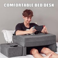 Lap Desk Pillow for Laptop, Large Reading Pillow for Adult, Arm Rest Pillow with Cup Holder, Memory Foam Bed Desk for Working, Gaming, Reading, Laptop Desk for Couch Bed Floor(Grey) - Image 7