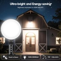 150W 20000LM LED Barn Lights Outdoor, Dusk to Dawn Outdoor Lighting with 150° Adjustable Photocell, Pole Light 6500K Flood Light, IP66 Waterproof Area Street Light for Garage Warehouse Yard - Image 2