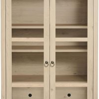 Modway Nolan Modern Farmhouse 71 Inch Tall Arched Storage Display Cabinet in Light Oak Wood Grain - 4-Tier Bookcase with Glass Doors and Shelves - Arch Accent Cabinet for Living Room - Image 8