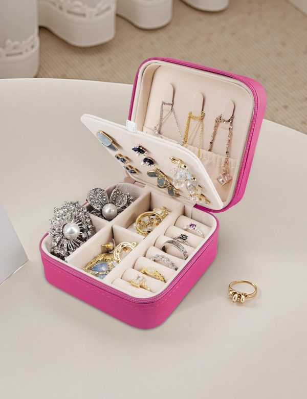 Travel Jewelry Case, Small Jewelry Box Jewelry Travel Organizer, Travel Jewelry Box Mini Jewelry Travel Case(Red)
