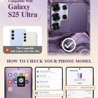 GVIEWIN for Samsung Galaxy S25 Ultra Case with Slide Camera Cover, [Screen Protector] [Shockproof Military Grade Drop Protection] Marble Slim Fit Hard PC Phone Cover S25 Ultra 6.9" 2025 (Quicksand) - Image 2