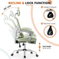 Sweetcrispy Office Computer Desk Chair, Ergonomic High-Back Mesh Rolling Work Swivel Chairs with Wheels, Comfortable Lumbar Support, Comfy Arms for Home, Bedroom, Study, Student, Green - Image 5