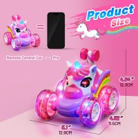 Carsky Unicorn Remote Control Car for Girls,Rechargeable 360°Stunt RC Cars Rotation 4WD Remote Cars with LED Lights,Fun Indoor Outdoor Toys for Kids,Chritmas Birthday Gift for 3 4 5 6 Year Old Girl - Image 6