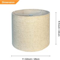 Lampshades Set of 2, 11.02" Top x 11.02" Bottom x 9.5" High, Drum Lamp shades，Medium Lamp shade, Beige Lampshade Natural Linen Hand Crafted, see installation video here (11.02x11.02x9.5 with holders) - Image 2