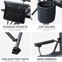 EVER ADVANCED Oversized Folding Camping Chair, for Adults Heavy Duty Lawn Chair with Side Pockets, Portable Collapsible Quad Chair for Outside, Support Up to 500lbs, Grey - Image 7