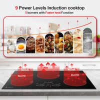 AMZCHEF 30 Inch 10600W Induction Cooktop With 5 BOOST Burners, 9 Levels Electric, Built-in Control by Slide Touchscreen, Child Safety Lock, Independent Timer, No Plug, 240V - Image 2