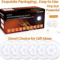STAR-SPANGLED 6 Pack 2.8” Motion Sensor Lights Indoor AAA Battery Operated, Stick on LED Puck Light for Stairs, Under Cabinet, Closet, Cool White - Image 6