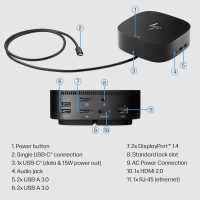 HP USB-C Dock G5-11-in-1 Adapter for Both USB-C and Thunderbolt-Enabled Laptops, PCs, & Notebooks - Single Cable for Charging, Networking, or Data Transfers - Great for Secure & Remote Management - Image 7