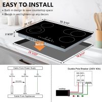 Electric Cooktop 30 inch, ECOTOUCH Built-in Electric Cooktop 4 Burner Stove Top, Radiant Cooktops Stovetop with Kid Safety Lock, Timer, 9 Heating Level, 6800W, 220-240V for Hard Wire(No Plug) - Image 7