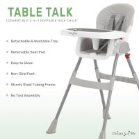 Dream On Me Portable 2-in-1 Tabletalk High Chair, Convertible Compact High Chair, Light Weight Portable Highchair, Grey - Image 4