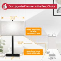 21" Touch Bedside lamps with 2 USB & AC Outlets, 3-Way Dimmable Bedside Table Lamps Set of 2 for Bedroom Living Room Office Reading, Gray Shade Lamps for Night Stands, 5000K LED Bulbs Included - Image 5
