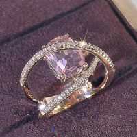 Novel Pink Cubic Zirconia Cross Design Women Rings Engagement Accessories Jewelry - Image 4