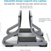 Aluminum Vertical Laptop Stand Dock Holder, Adjustable Slot Width 12-42mm, Space-Saving Upright Storage for MacBook and Laptops - Image 4