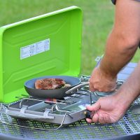 Flame King VT-101 2-Burner Portable Camping Stove Grill, Great for Outdoor Cooking, Backpacking, Compatible with 1LB Propane Gas Bottle - Image 6