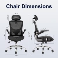 Ergonomic Office Chair，Mesh Seat Cushion with 3D Armrests and 3D Headrest, Adjustable Lumbar Support with Rocking Function, SGS Class 4 Gas Clylinder，Black - Image 2