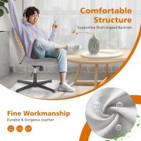 Sweetcrispy Criss Cross Chair Legged, Armless Office Swivel Desk Chair No Wheels, Vanity Height Adjustable Wide Seat Comfy Cute Computer Task Seating for Home Bedroom - Image 4