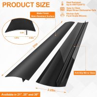 FLSEPAMB Silicone Stove Gap Covers, 2 Pack Heat Resistant Oven Gap Filler Seals Gaps with Anti-Slip Mirror Base, Stain Resistant Stove Counter Gap Cover Silicone Strips Between Stovetop and Counter - Image 2