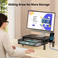 Zimilar Monitor Stand Riser with Metal Mesh Drawer, Height Adjustable with Phone Holder for Computer, Laptop, Printer, Notebook, Computer Monitor Stand with Storage - Image 5