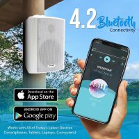 Pyle Wall Mount Home Speaker System - Active Passive Mountable Bookshelf Indoor Studio Garage Patio Stereo Sound Home Theater, Wireless Bluetooth Speaker Set W/Aux & RCA, White - Image 4