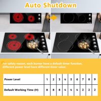 30 Inch Electric Cooktop, 4 Burner Built-in Electric Stove Top with 9 Power Levels, Knob Control, Auto shutdown and Residual Heat Warning, 7200W, 220-240V for Hard Wire - Image 7