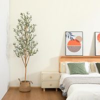 Kazeila Artificial Olive Tree 6FT Tall Faux Silk Plant for Home Office Decor Indoor Fake Potted Tree with Wood Branches and Fruits - Image 8