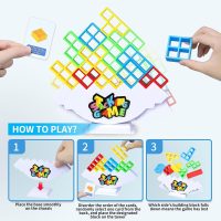 48PCS Stack Game for Adult & Kids, Tetra Board Tower Games for Family Travel Party, 2 Players Balance Stacking Toy, Team Toys Building Block - Image 3