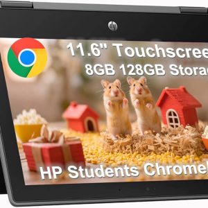 HP Chromebook X360 Fortis 2-in-1 Laptop (11.6" Touchscreen, Intel N5100, 8GB RAM, 128GB Storage (64GB+64GB)), Ruggedized & Spill-Resistant, Convertible, Student, Home, Long Battery Life, Chrome OS