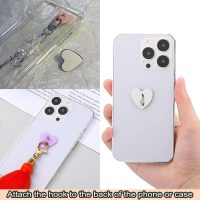 12 Pcs Metal Phone Finger Grip Hook Adhesive Heart Shaped Phone Charm Hook Smartphones Accessories Charm Loop Stand Keychain Ring Smartphones Holder Heart Pad Ring for DIY Hanging Supplies (Pink) - Image 7