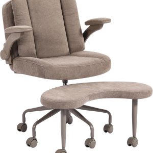Meditation Cross Legged Armchair, ADHD Chair with Adjustable Armrests, Criss Cross Desk Chair with Flexible Back Cushion, Swivel Footrest, Arm Support and Wheels for Home Office, Cocoa