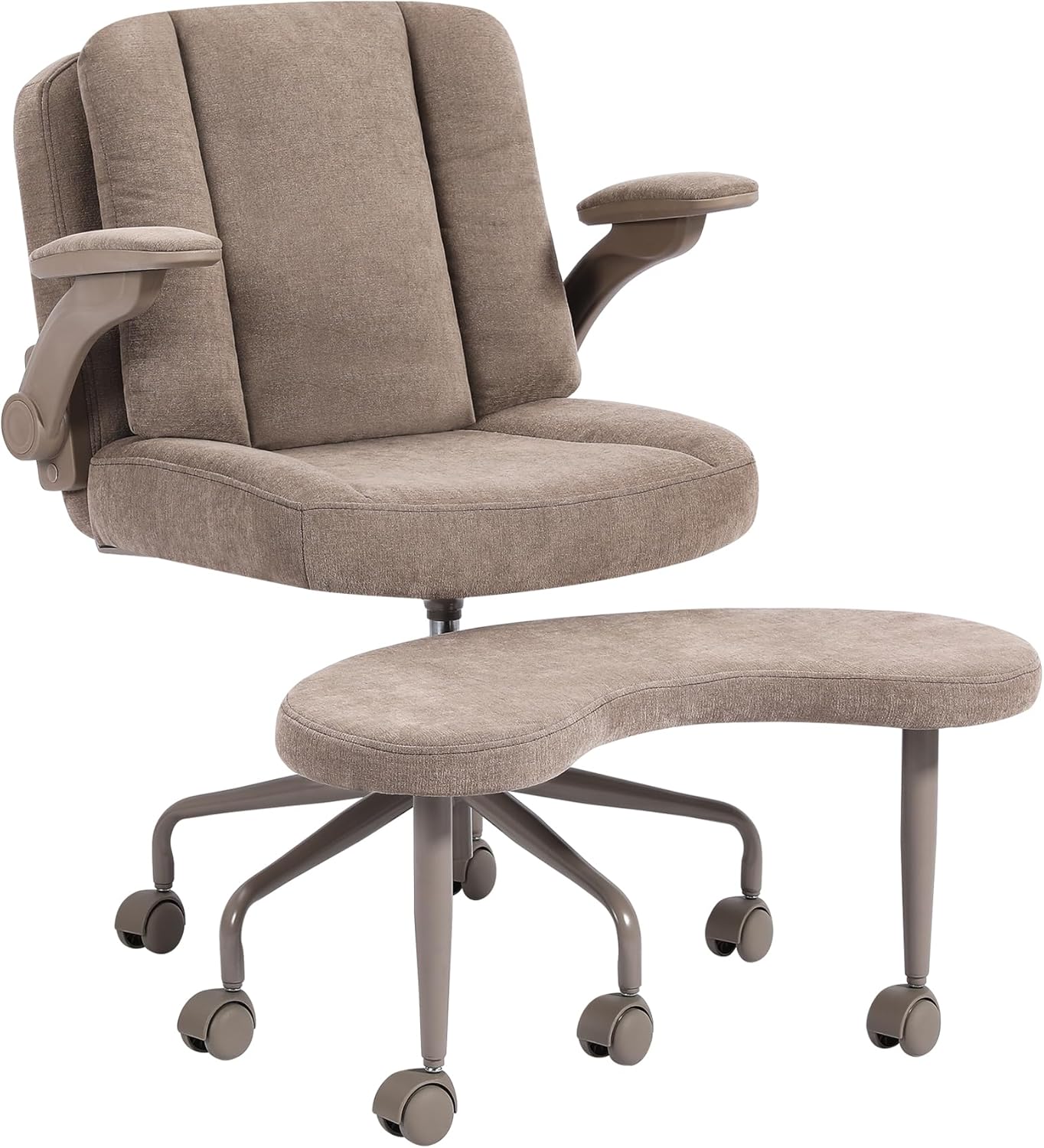 Meditation Cross Legged Armchair, ADHD Chair with Adjustable Armrests, Criss Cross Desk Chair with Flexible Back Cushion, Swivel Footrest, Arm Support and Wheels for Home Office, Cocoa