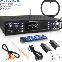 Pyle Wireless Bluetooth Home Stereo Amplifier - Hybrid Multi-Channel 3000 Watt Power Amplifier Home Audio Receiver System w/ AM/FM Radio, MP3/USB,AUX,RCA Karaoke Mic in - Rack Mount, Remote - P3301BAT - Image 4