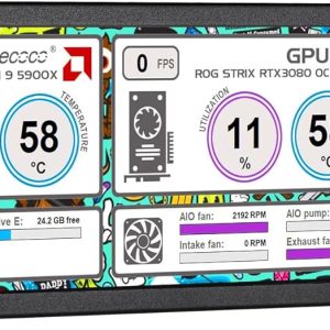 8.8 Inch Computer Secondary Screen CPU Temperature Monitor with Casing FHD IPS 1920x480 LCD Display for Computer Case Temperature Windows Aida64 CPU GPU Monitor