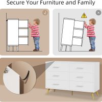 Shintenchi 6 Drawer Dresser, Wide Chest of Drawers Organizer Storage with Drawers, Large Storage Cabinet, Modern Design Dresser for Bedroom, Living Room, Porch, White - Image 7