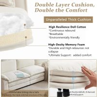 VINGLI Cloud Criss Cross Legged Chair,18" High Back Armless Home Office Desk Chair with Wheels,Wide Adjustable Comfy Padded Seat Task Computer Chair,Modern Swivel Makeup Vanity Chair,Microfiber,Beige - Image 3