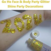 Go Ho Gold Face Body Glitter,Mardi Gras Glitter Makeup Gold Face Paint,Holographic Chunky Sequins Glitters for Eye Lip Hair Nails,Festival Rave Accessories,52g - Image 5