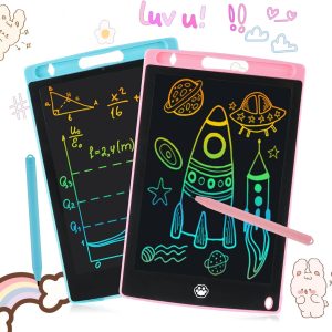 2 Pack LCD Writing Tablet, Electronic Drawing Writing Board, Erasable Drawing Doodle Board, Doodle Pad Toys for Kids Adults Learning & Education, 8.5IN(Blue+Pink)