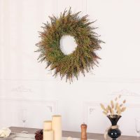 26'' Large Fall Wreath for Front Door, Porch, Window- Artificial Fern Leaves and Faux Wheat Grass Outdoor Autumn Wreath for Home, Farmhouse Wall Thanksgiving Day Harvest Festival Decor - Image 4